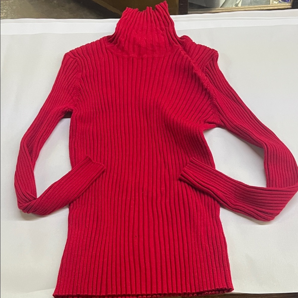 Belldini Vibrant Red Ribbed Turtleneck Sweater